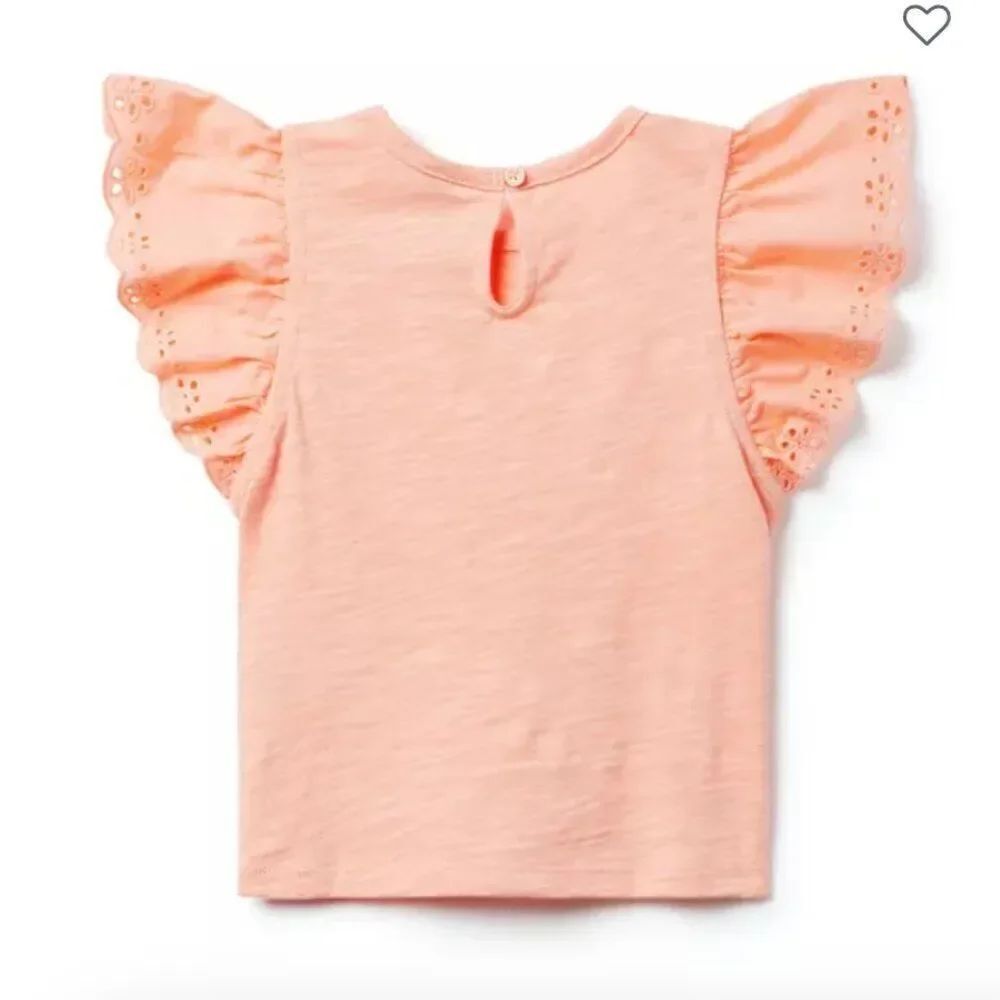 Janie and Jack 100048747 orange eyelet flutter sleeve top size 6-12 months NWT - Picture 2 of 9